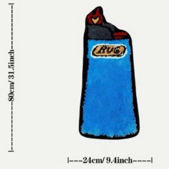 Beautiful Blue Lighter Shaped Rug!  Fun and Cute, "Lights Up" Any Room!  NWT - Picture 5 of 5